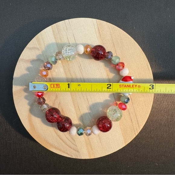 Kids Festive Multicolor Bead Bracelet with Christmas Charm - Picture 2 of 2